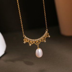 Niche design clavicle chain retro palace style lace pearl necklace women